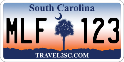 SC license plate MLF123