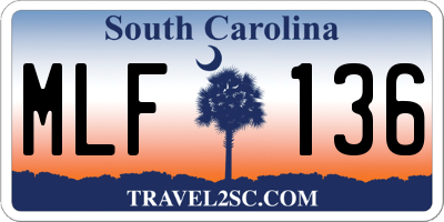 SC license plate MLF136