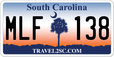 SC license plate MLF138