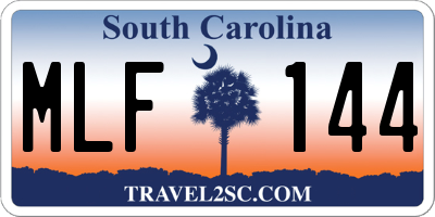 SC license plate MLF144