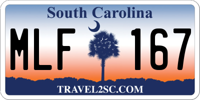 SC license plate MLF167