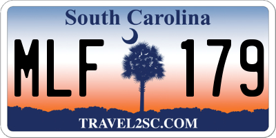 SC license plate MLF179