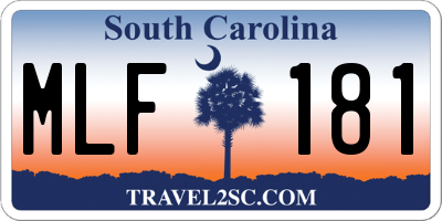 SC license plate MLF181
