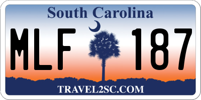 SC license plate MLF187
