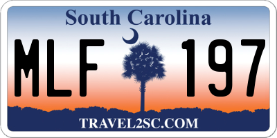 SC license plate MLF197
