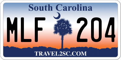 SC license plate MLF204