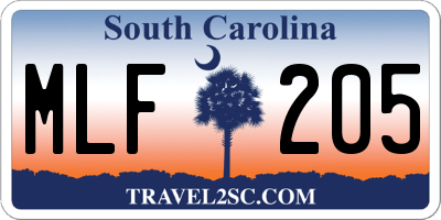 SC license plate MLF205