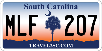 SC license plate MLF207