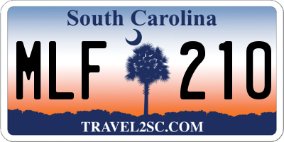 SC license plate MLF210