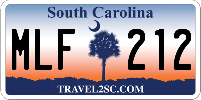 SC license plate MLF212