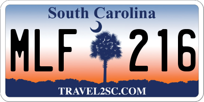 SC license plate MLF216