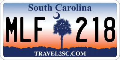 SC license plate MLF218
