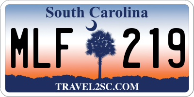 SC license plate MLF219