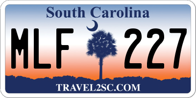 SC license plate MLF227