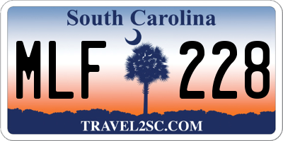 SC license plate MLF228