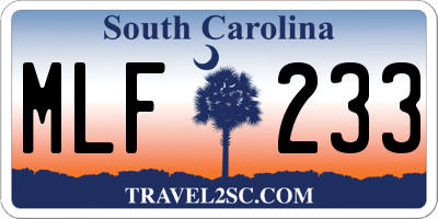 SC license plate MLF233