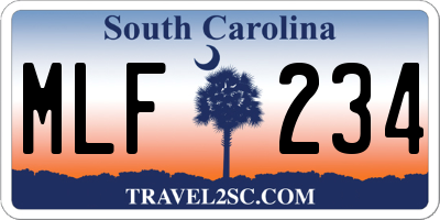 SC license plate MLF234