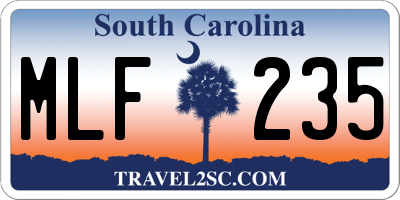 SC license plate MLF235