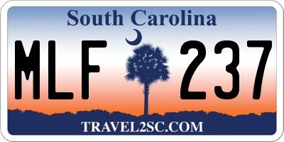 SC license plate MLF237
