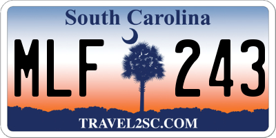 SC license plate MLF243