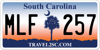 SC license plate MLF257