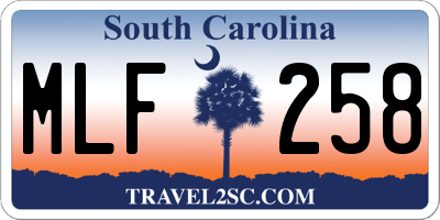 SC license plate MLF258