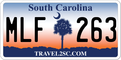 SC license plate MLF263