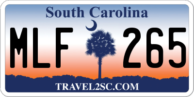 SC license plate MLF265