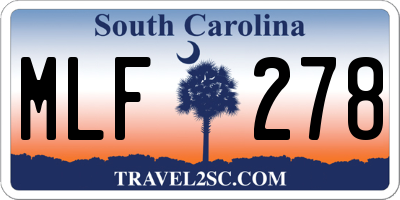 SC license plate MLF278