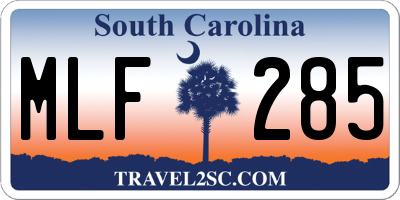 SC license plate MLF285