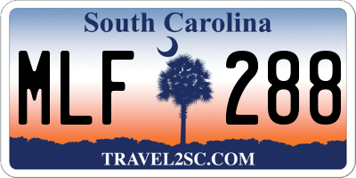 SC license plate MLF288