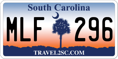 SC license plate MLF296
