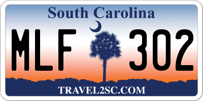 SC license plate MLF302
