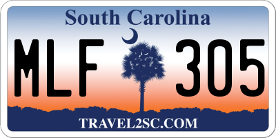 SC license plate MLF305