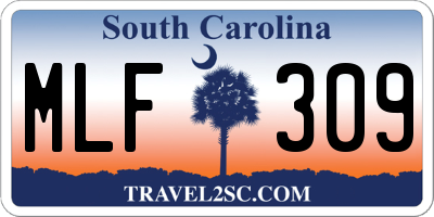 SC license plate MLF309