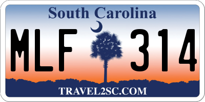SC license plate MLF314