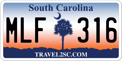 SC license plate MLF316