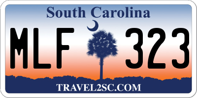 SC license plate MLF323