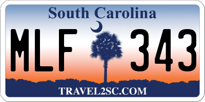 SC license plate MLF343