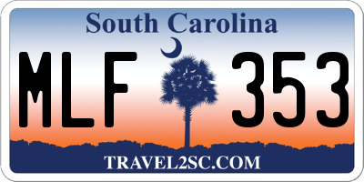 SC license plate MLF353