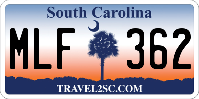 SC license plate MLF362