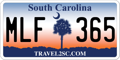 SC license plate MLF365