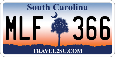 SC license plate MLF366