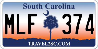 SC license plate MLF374