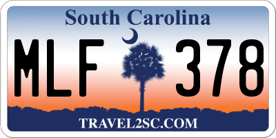 SC license plate MLF378