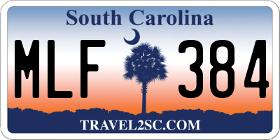 SC license plate MLF384