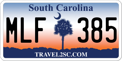 SC license plate MLF385