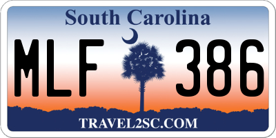 SC license plate MLF386