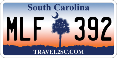 SC license plate MLF392