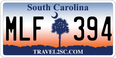 SC license plate MLF394